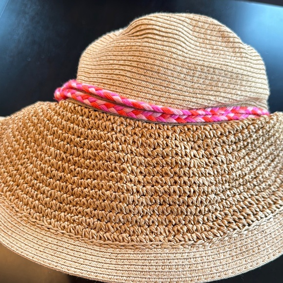 J. Crew Tan and Pink Wide-Brimmed Sun Hat - Picture 3 of 4